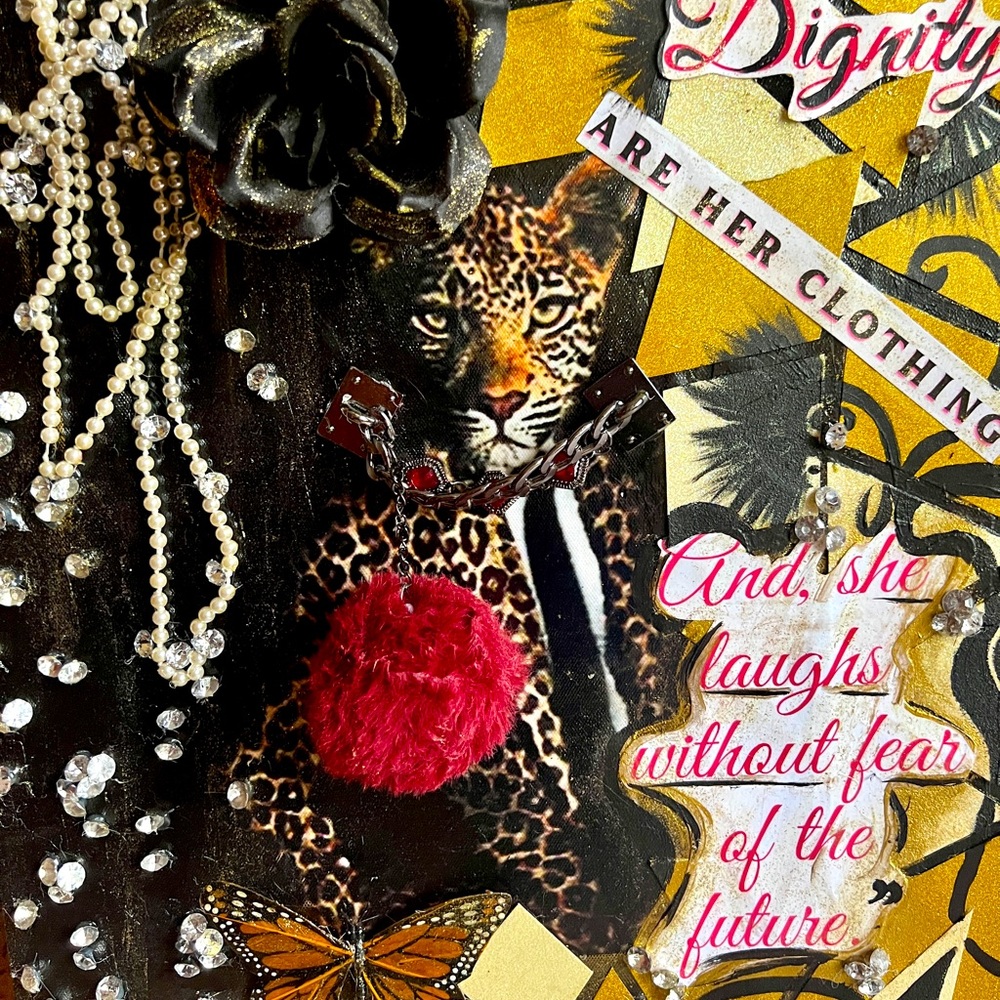 Proverbs 31 & Pearls, Diamonds Leopard Pop Out Collage Art - Picture 5 of 17